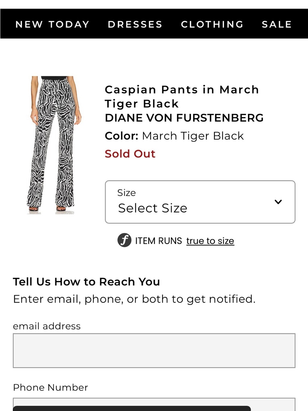 Diane Von Furstenberg Caspian Pants I. March Tiger Pants NWT